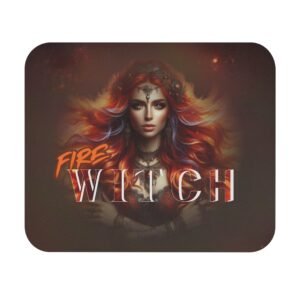 Mystical Fire Witch Mouse Pad, Gamer Accessories, Witchy Decor, Witchcraft Gifts, Desk Aesthetic, Halloween Office Supplies